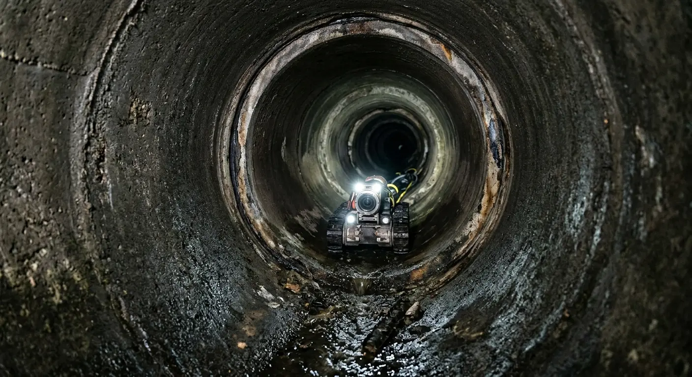 Robotic sewer camera inspecting pipe interior for Drain Snake Service in Louisville
